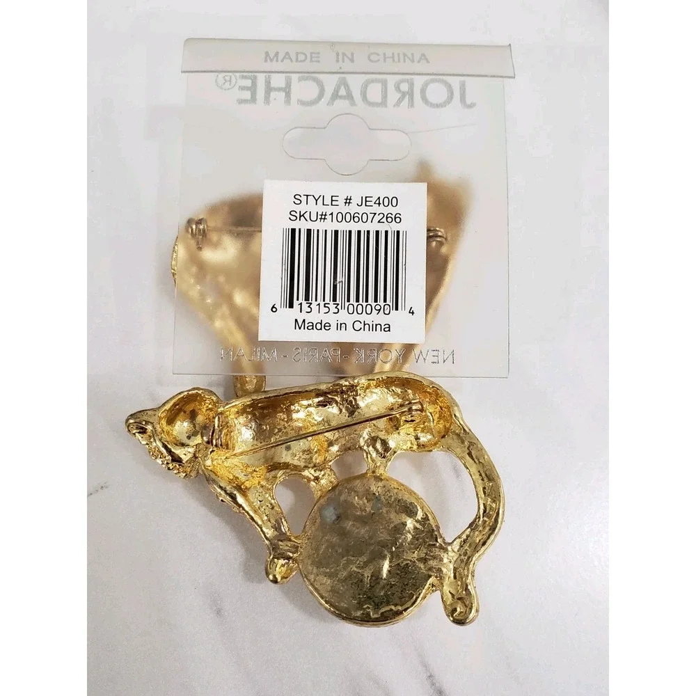 LOT 2 - Vintage Jordache Gold tone Panther Leopard Jaguar Brooch Pin Big Cat‎ - Picture 4 of 5